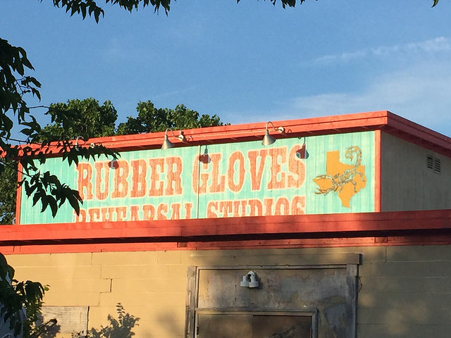 Rubber Gloves outside building